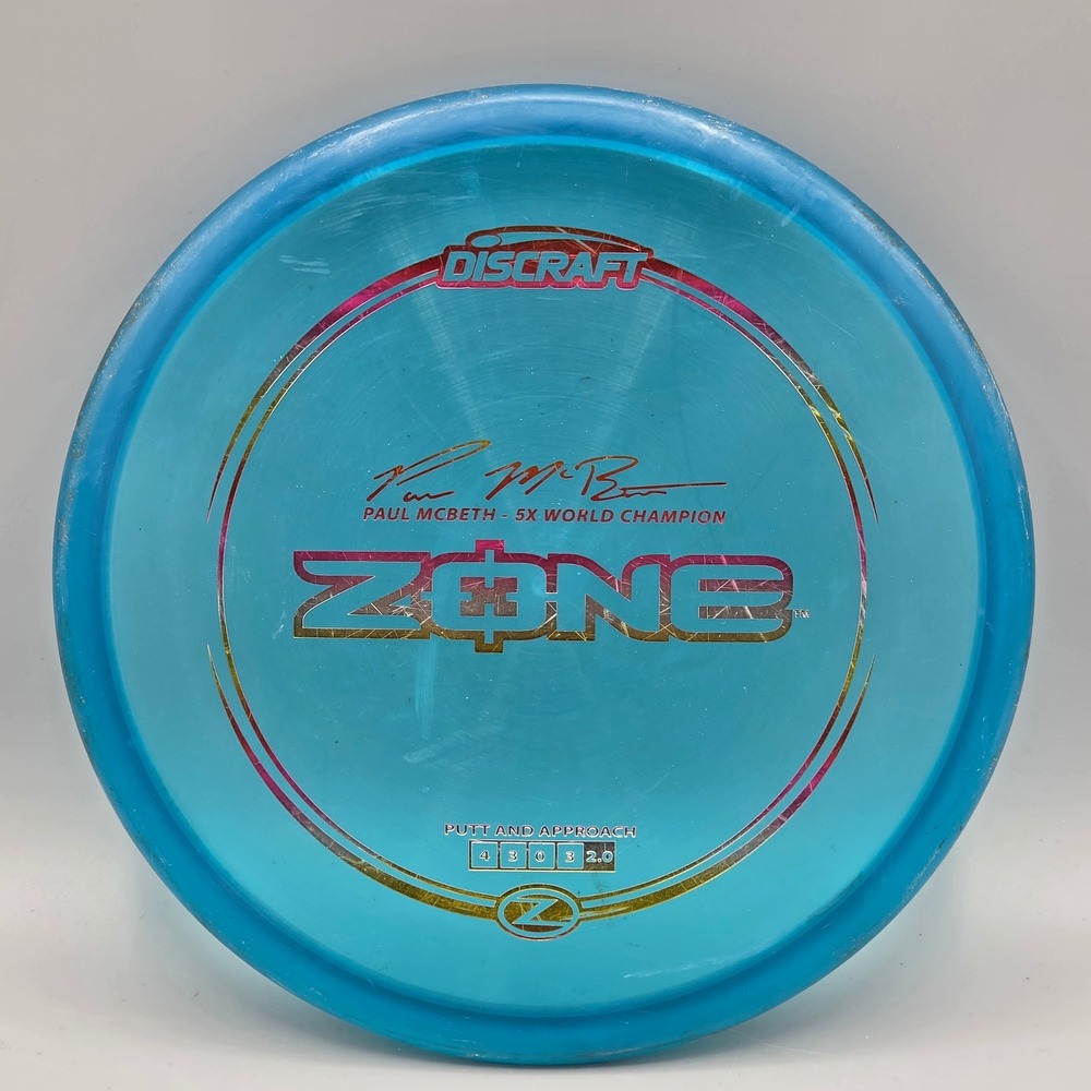 Discraft Disc Golf Putter 180g Blue Paul McBeth 5X Zone Z Line Plastic